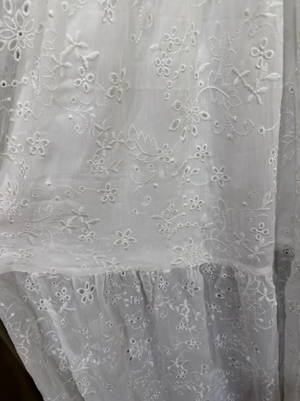NWT Altar'd State White Eyelet Maxi Dress with Twist Front and Puff Sleeves - Picture 8 of 9